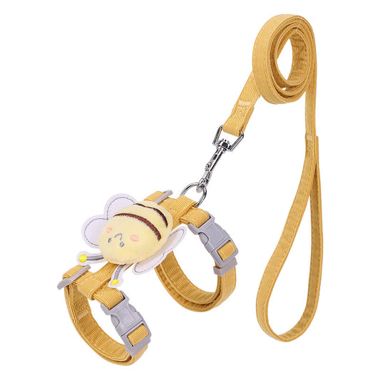 Cartoon Bee Pet Harness Leash & Collar Set. Hand Holding Rope For Pets