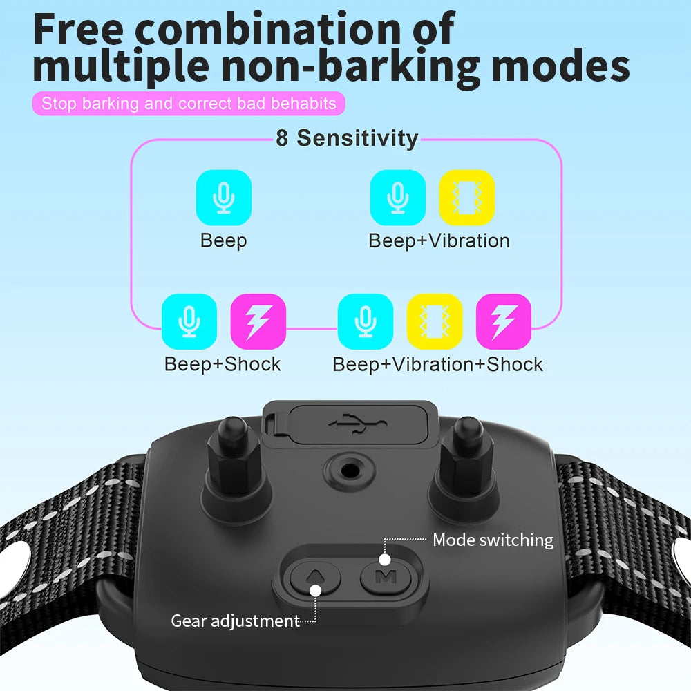 Smart and Rechargeable Anti Barking Collar for Dogs IP67 Waterproof