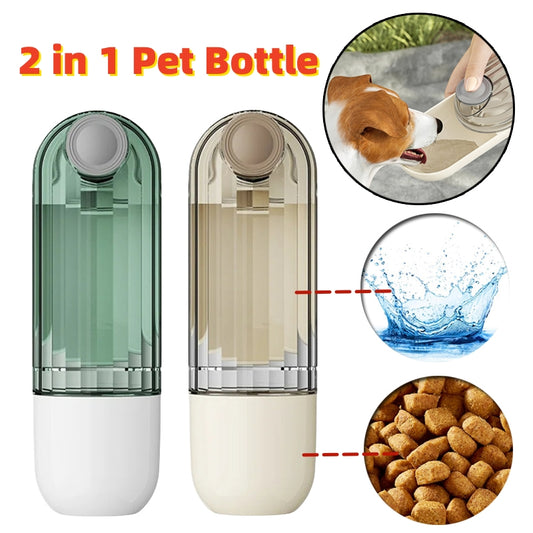 2-in-1 Portable Pet Water Bottle Cup for Travel.